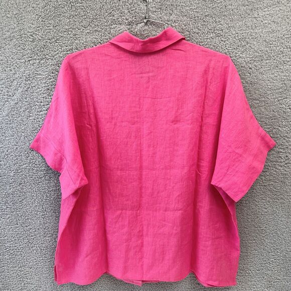 (Defect) Christopher Calvin Blouse Women's Top Plus Size 2X Fuchsia Linen USA - Picture 5 of 12